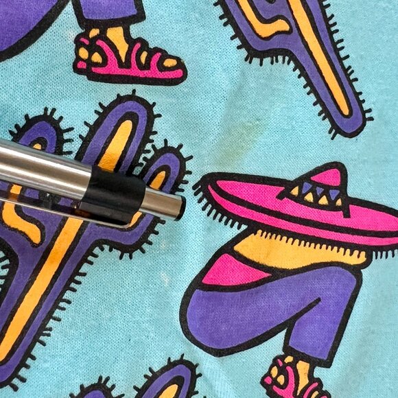 Vintage 90s San Antonio Texas Blue Southwestern T-Shirt Sz Large Single Stitch - Picture 10 of 15